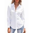 thumbnail image 5 of Women's Long Sleeve Fitted Shirt Button Front Collared Casual Commuter Blouse, 5 of 6