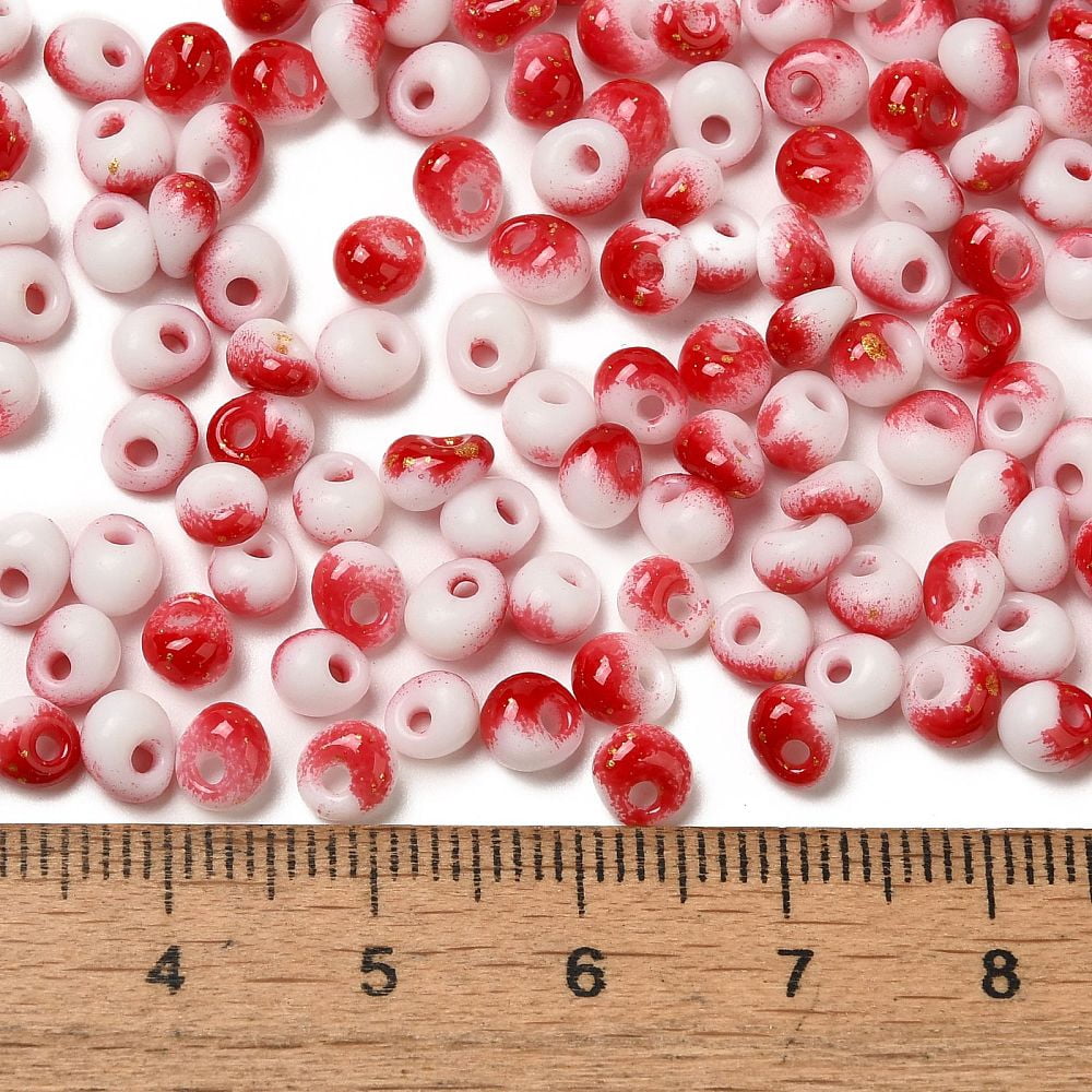 1pound Baking Paint Glass Seed Beads Round Hole Teardrop Red 5~5.5x4~5x3~3.5mm Hole: 1.2mm about 2500pcs/pound