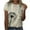 Beige, variant on Short Sleeve T Shirts for Women Summer Ladies Floral Newspaper Printed Round Neck Top Sports Shirt Loose Casual T-shirt Tops