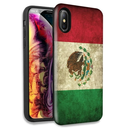 Mundaze Mexico Flag Double Layer Hybrid Case Cover For Apple iPhone X XS
