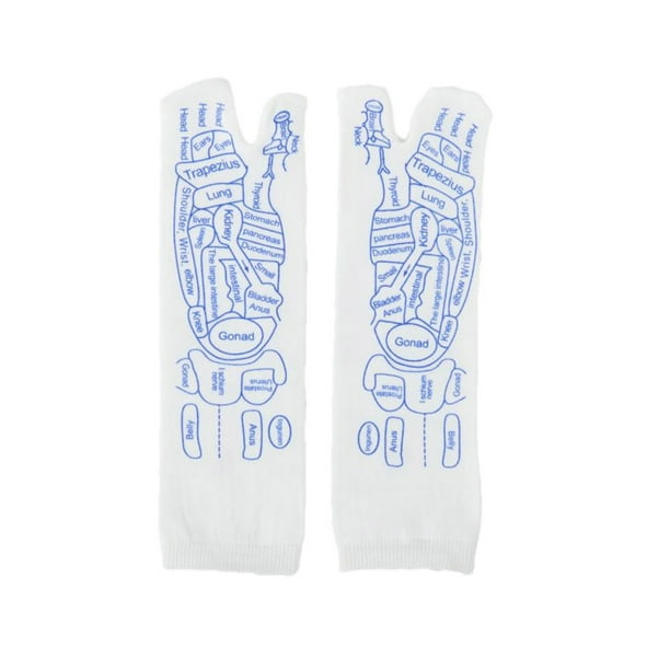 Xihbxyly Calcetines de Reflexología, Calcetines de Masaje para Aliviar El Dolor de Pies, Tabla de Puntos de Acupuntura Impresa, Material de Algodón Cómodo, Fácil de Usar con Una Sola Mano, Regalo par