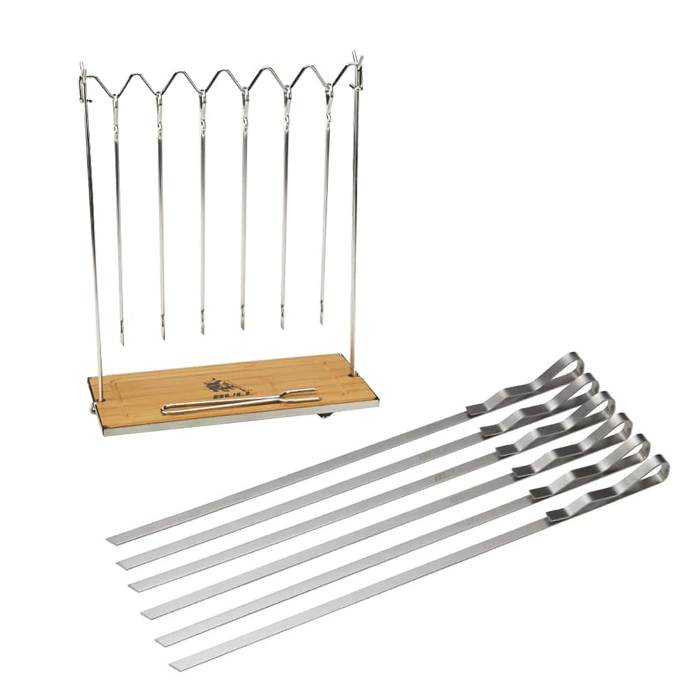 Bull Stainless Steel Skewer Sticks Station & Signature Grill Skewers (6