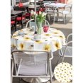 thumbnail image 5 of Outdoor Tablecloth with Umbrella Hole for Patio/Picnic/Party/Camping, Yellow Flowers Waterproof Table Cloth Round Cover Washable, Spring Floral Elegant Pastoral Watercolor (Dia 54"), 5 of 9