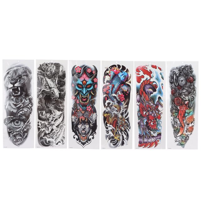 Etiqueta Engomada del Tatuaje Personalizada Tigre Manga Completa 6 Unids/set Ticfox