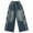 z-Blue375103, variant on VNKIDY Girls Pants Children Heart Patched Wide Leg Jeans Light Blue Color High Elastic Waisted Trousers For Sweet Casual Daily Streetwear Classic Pants