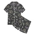 thumbnail image 4 of Weebloom Halloween Pajama Set For Toddler Girl Silk Satin Pumpkin Short Sleeve Button Up Tops And Shorts Summer Fall 2 Piece Set Pjs Sleepwear, 4 of 4