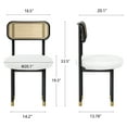 thumbnail image 2 of Joyyskill Upholstered Rattan Dining Chairs Set of 6, Mid Century Modern Kitchen Chairs with Curved Back and Solid Wood Legs Armless Accent Chair, Black/White Linen, 2 of 6