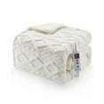 thumbnail image 1 of Dual Control Heated Electric Blanket Throw - Thick Tufted Sherpa, 10 Heat Levels & Timer, Fast Heating, Intelligent Temp Control, Machine Washable – Light Grey Inspired, 1 of 7