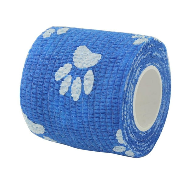 Venda adhesiva transpirable para mascotas, cohesiva, autoadhesiva, con estampado de garras, 5 cm. Azul 01