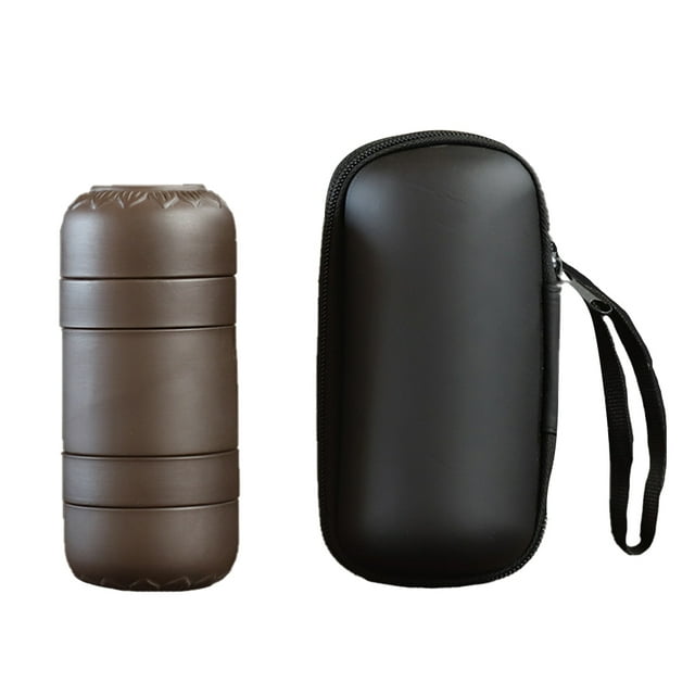 Portable Travel Tea Set Multi-purpose Teapot One Pot Four Cups Ceramic Tea Art Cup for Travel Camping (Stainless Steel Filter)
