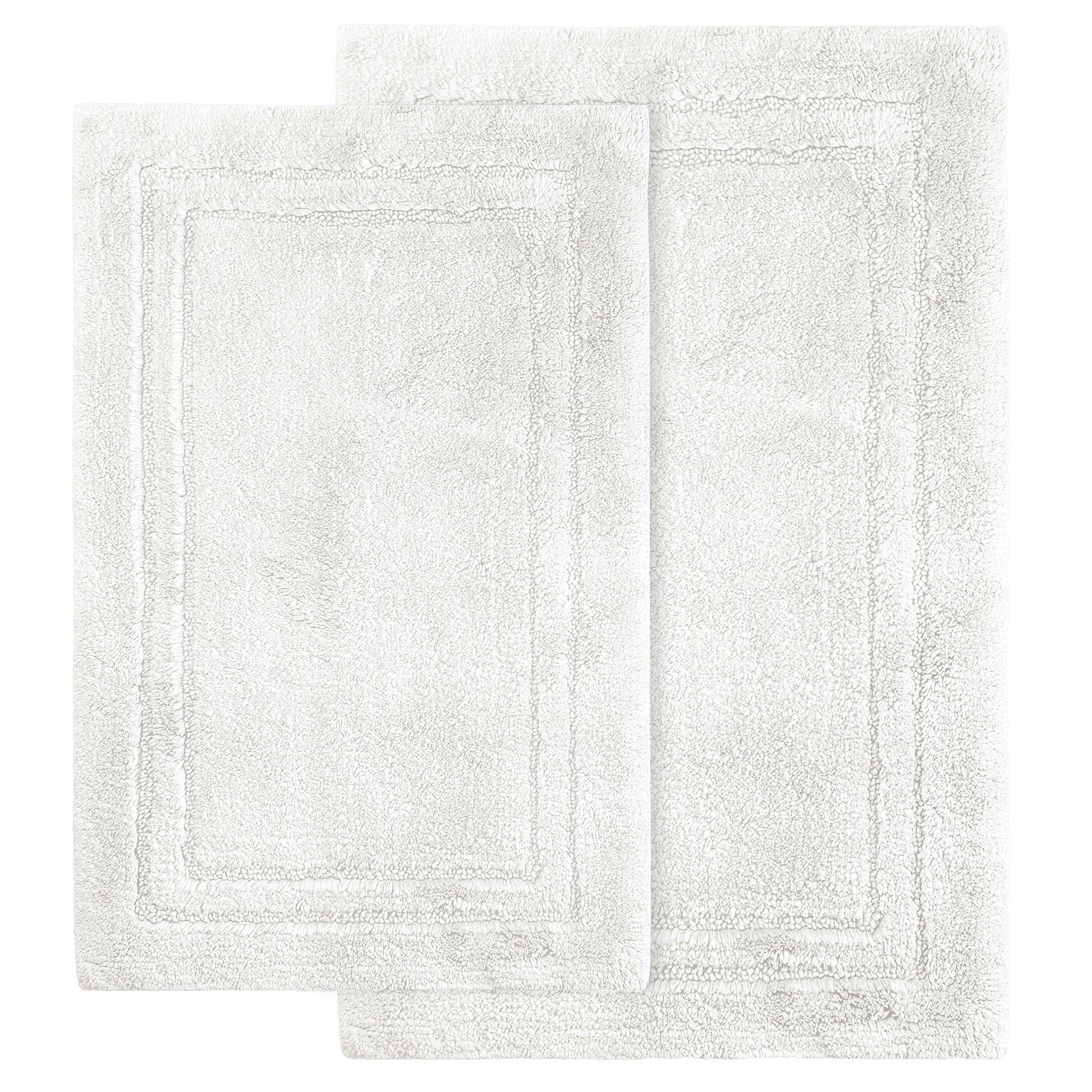 Superior Non-Slip Washable Bath Rug Set, 20" x 30", 24" x 36", White