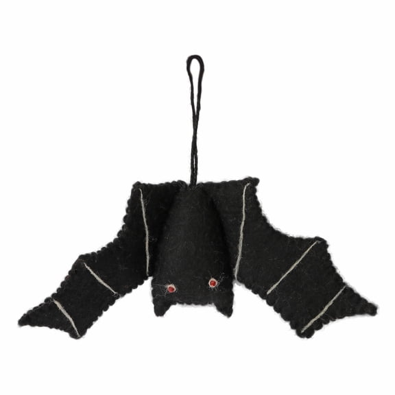 De Kulture Works Premium Wool Felt Hanging Bat Eco Friendly Needle Felted Stuffed Halloween Ornament