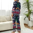thumbnail image 2 of Knitted Christmas Deer Snow Women's Long Sleeve Flannel Pajama Set Sleepwear XL, 2 of 5