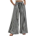 thumbnail image 3 of IMENGL Women's Wide Leg Pants Soft Summer Striped Straight Elastic Waist Trousers Loose Casual Cropped Pant for Womens,M-XXL, 3 of 6