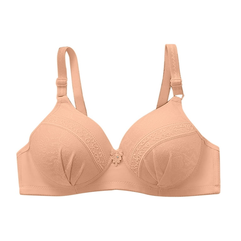 AILIVIN Wireless Bra full figure bras for women no underwire plus size  minimizer bra not padded comfort lifting up wide straps support lace full  coverage bra Nude Beige 40 B 40B 