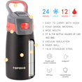 thumbnail image 2 of Bonison 12 oz Red, Gray and Black Double Wall Vacuum Insulated Stainless Steel Water Bottle with Wide Mouth and Flip-Top Lid, 2 of 3