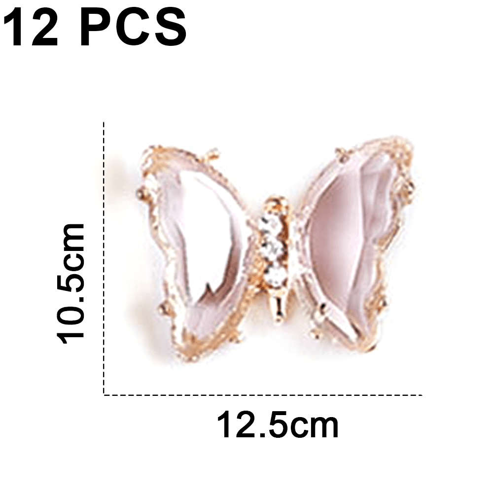Churchf Mini Pointed Butterfly Crystal Nail Rhinestone Glints K9 Glass  Crystal 3D Finger Nail Tips DIY Decor Accessories 30/60PCS