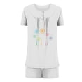 thumbnail image 5 of Tnhcen 2 Piece Women Pajama Sets Summer Sleepwear Ladies Pjs Henley Neck Short Sleeve Shorts Homewear, 5 of 5
