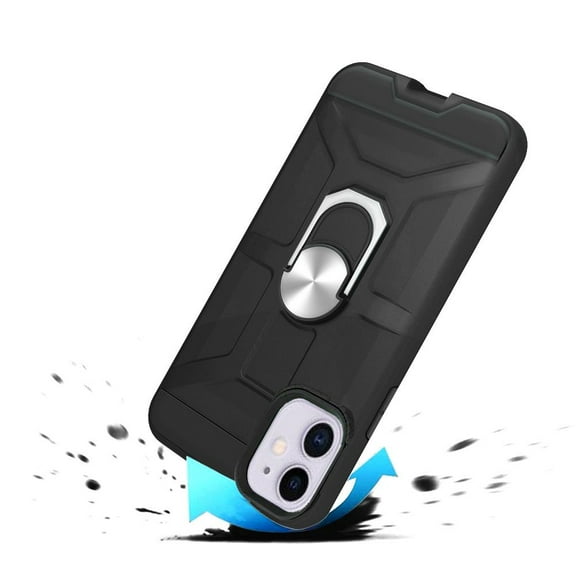 For Apple iPhone 12 /12 Pro (6.1") Stand Kickstand Ring Holder [360° Rotating] Armor Dual Layer Work with Magnetic Car Mount Cover ,Xpm Phone Case [Black]