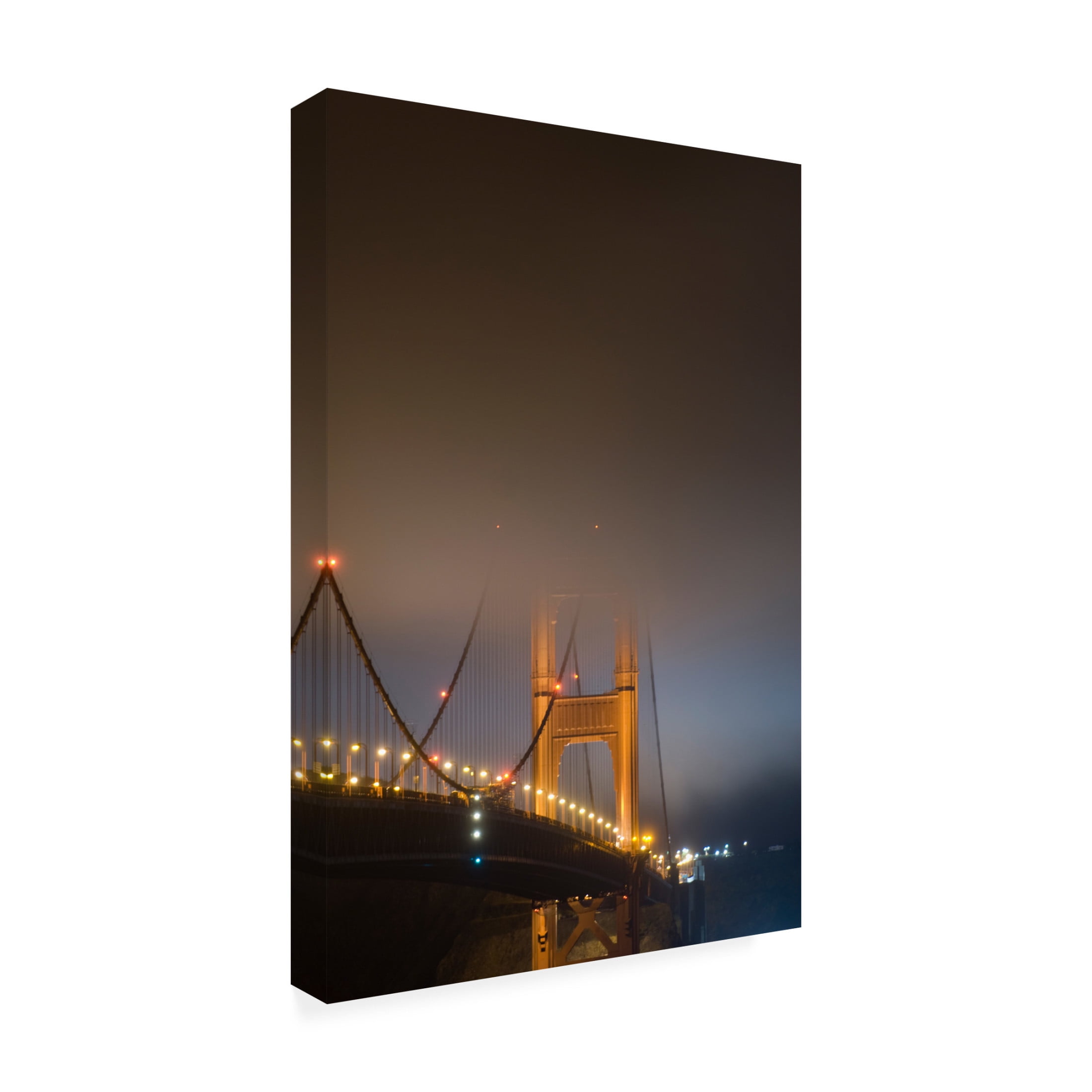 Canvas Wall Art - GS Photo 'Golden Gate in Fog' Wall Art for Living Room, Bedroom, or Office Décor by Trademark Fine Art - 16 x 24 Inches