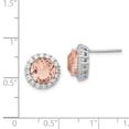 thumbnail image 2 of Sterling Silver Cubic Zirconia and 100-facet Simulated Morganite Post Stud Earrings, 2 of 5