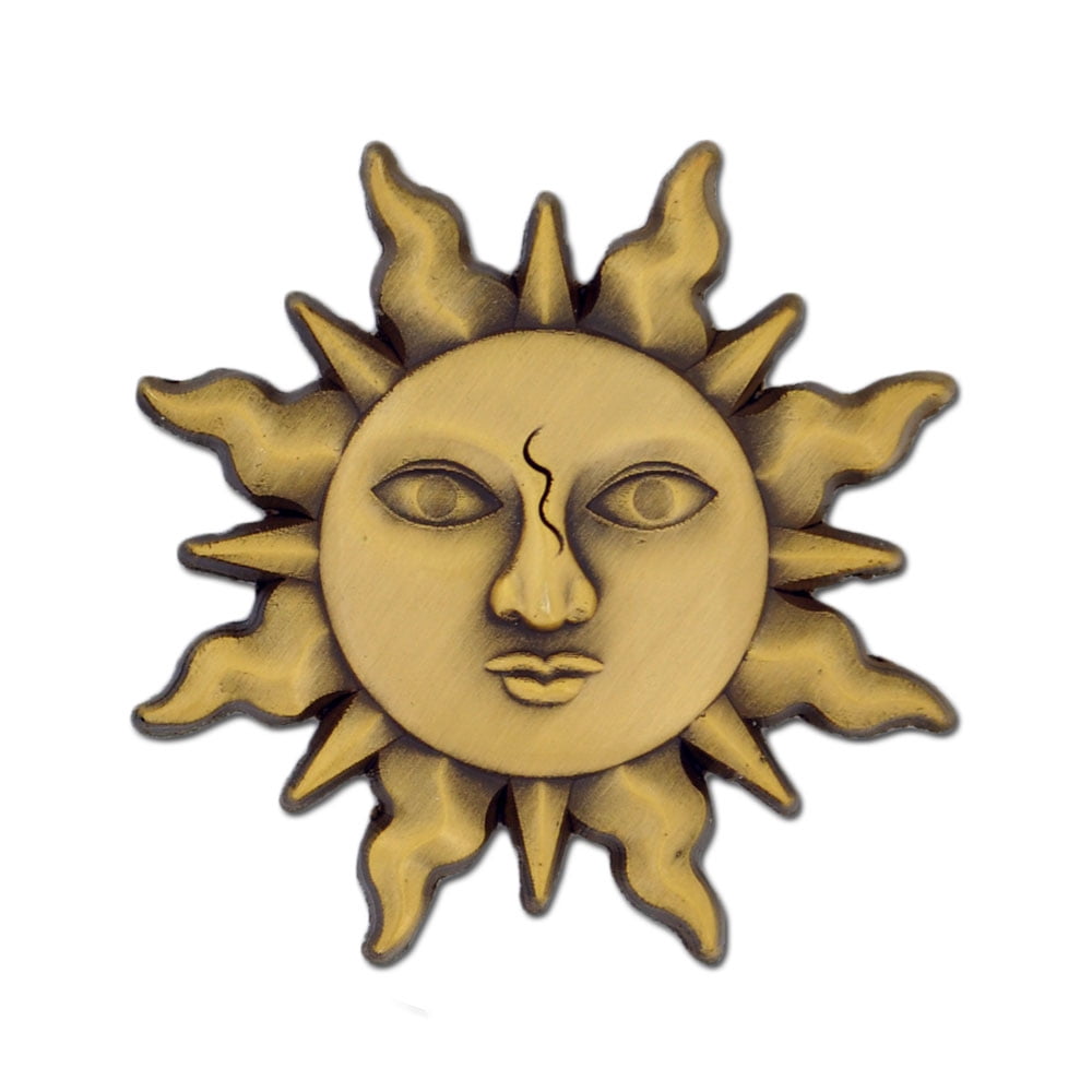 PinMart Gold 3D Sun Face Sunshine Lapel Pin
