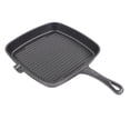 thumbnail image 2 of Quadrate Grill Pan, Cast Iron Grill Pan Convenient Pour  Iron Material Long Handle  For Home, 2 of 8