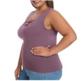 thumbnail image 7 of Women's Criss-Cross V Neck Tank Top with Built-in Bra and Padded Support Featuring Soft Stretchy Fabric Purple XXL, 7 of 7