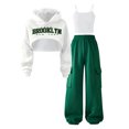 thumbnail image 3 of JFOPQVSM Girls Fashionable and Casual Set Cute Printed Hooded Sweatshirt Vest Pants Three Piece Set, 3 of 9