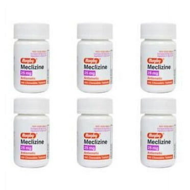 6 Pack Rugby Travel Sickness 25mg Chewables Tablets 100 Count