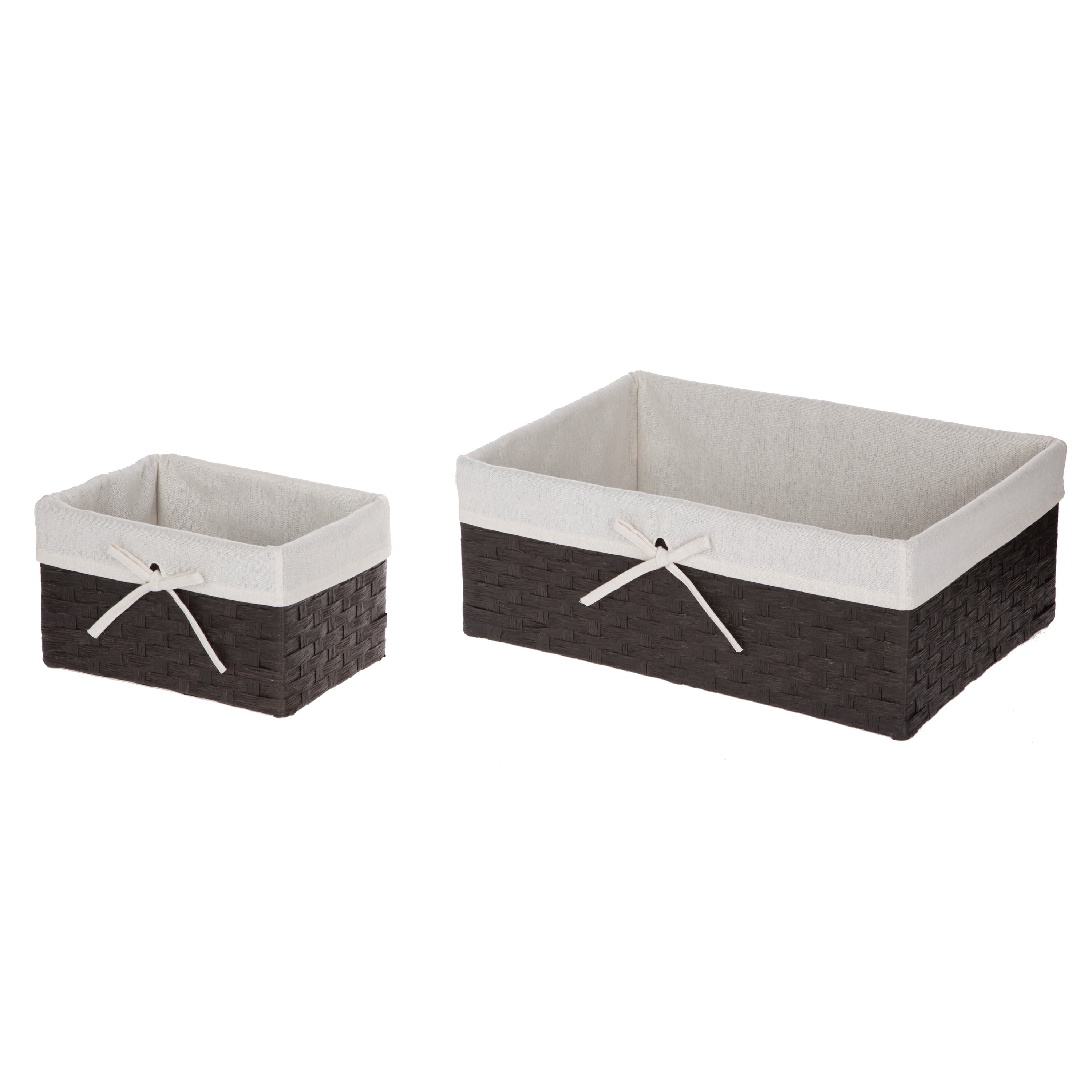 Mainstays Dark Brown Rolled Paper Storage Basket Set, 3 Piece