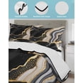 thumbnail image 4 of Quilts Queen Size, Black Marble Soft Comforter Bedding Set for Bed, Grey Gold Texture Vintage Farmhouse Art Lightweight Quilted Bedspread with Pillow Cover(2 Pieces) for All Season, 90x96 Inch, 4 of 6
