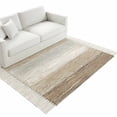thumbnail image 2 of Bedroom Rug Carpet 3'x 5', Brown Grey Washable Floor Carpet with Tassels, Farmhouse Gray Barn Wooden Vintage Striped Elegant Soft Floor Rug Mat for Patio, Balcony, Laundry, Room Decor, 2 of 9