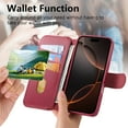 thumbnail image 4 of ELEHOLD Leather Case For iPhone 16 Pro 2-in-1 Shockproof Cover, With Magnetic Detachable Flip Card Holder Wallet, Kickstand & Wristband, MagSafe Compatible, Red, 4 of 15