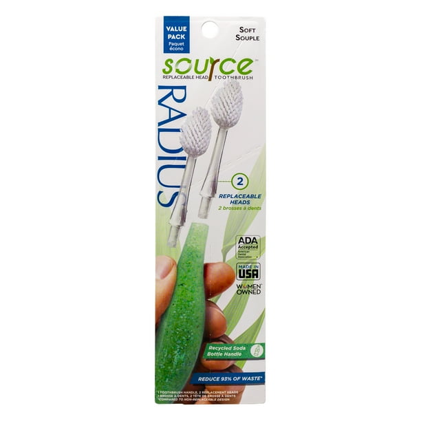 Radius Source Toothbrush with Replaceable Heads, Value Pack, 1 Handle