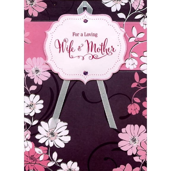 Designer Greetings Pink, White and Mocha with Ribbon and Sequins Handmade: Wife Premier Collection Mother's Day Card