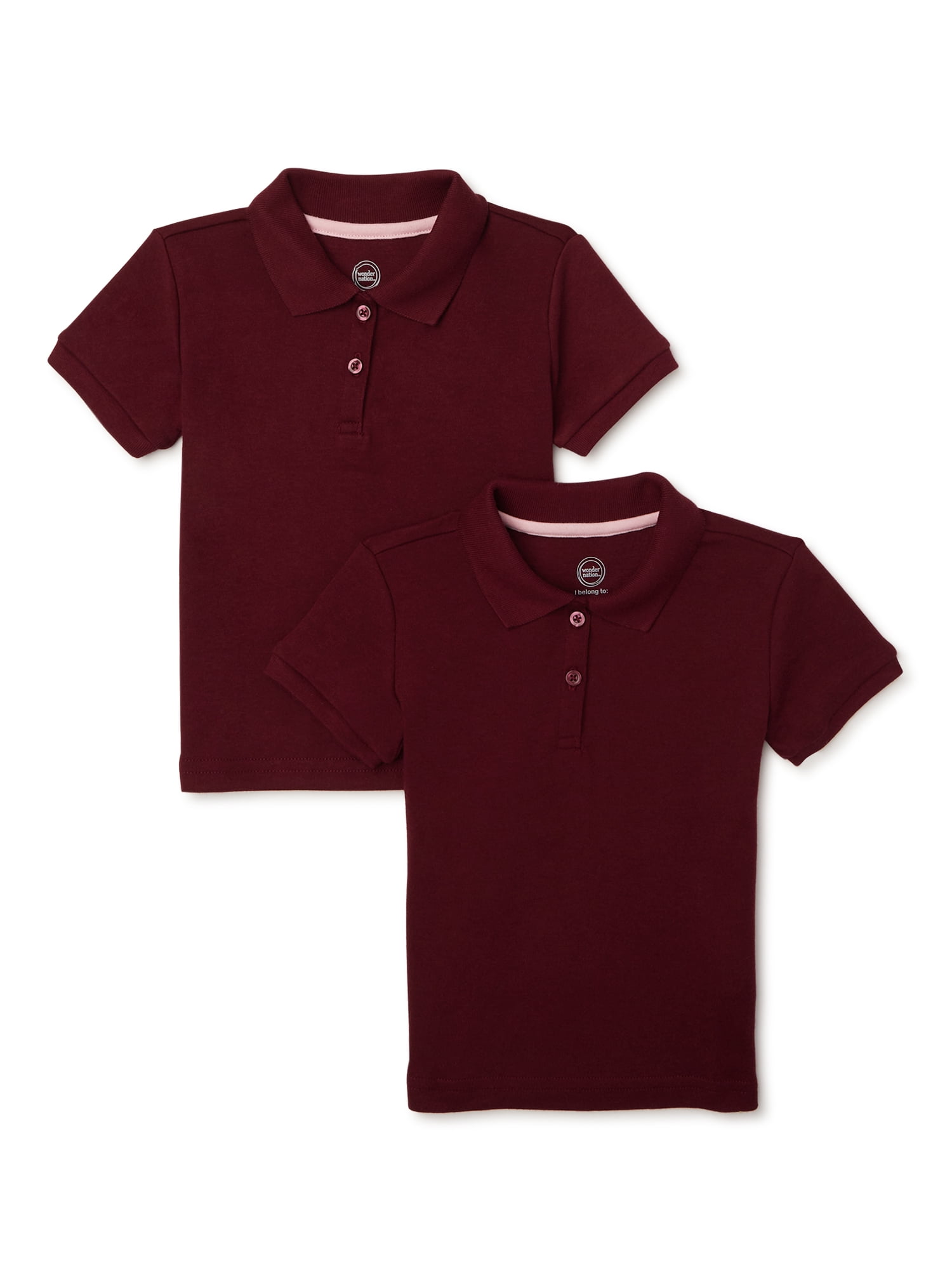 Wonder Nation Toddler Girls School Uniform Short Sleeve Interlock Polo