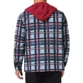 thumbnail image 3 of Chaqueta acolchada con capucha y cordón INSPIRE CHIC para hombre, con cremallera, estilo shacket de cuadros en rojo y gris, 3 of 6