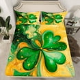 thumbnail image 2 of jejeloiu Four Leaf Clover Bed Sheets,Happy St Patricks Day King Sheets,Modern Fulid Art Sheet Set For Kids,Breathable Home Decor,4-Piece, 2 of 7