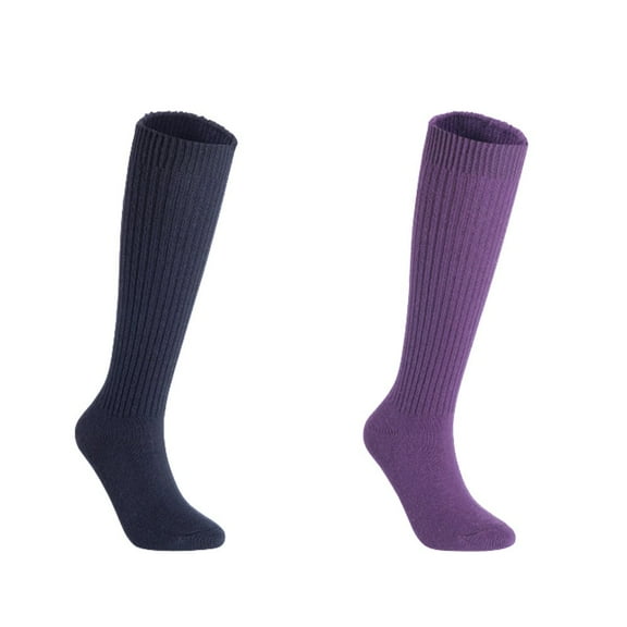 Lian LifeStyle Women's 2 Pairs Exceptional Knee High Wool Boot Socks FS05 Size 6-9  Navy,Purple