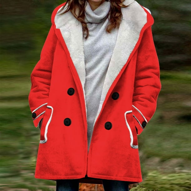 Hooded double breasted coat cheap