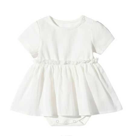 

NIUREDLTD Baby Girls Solid Spring Summer Short Sleeve Ruffle Romper Bodysuit Clothes Size 80