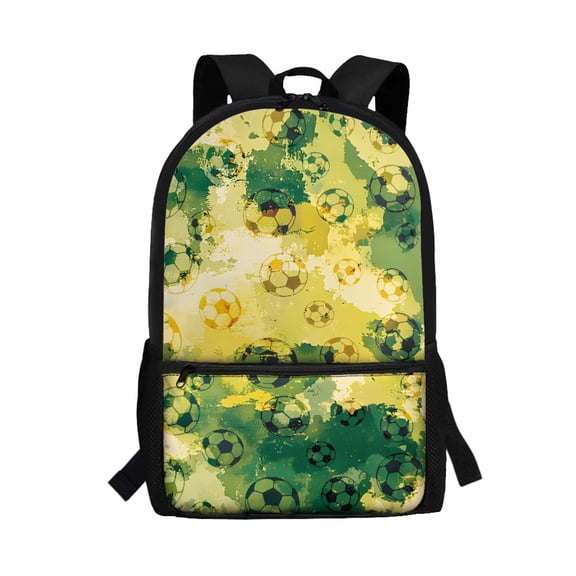 Uourmeti Soccer Ball Grunge Print Adjustable Buckle School Backpack, Adjustable Padded Straps Large Capacity Student Bookbag Smooth Zippers Comfort Backpack