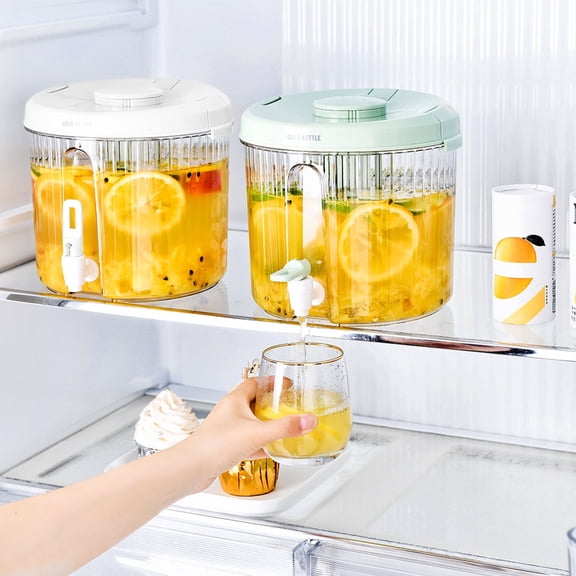 RFUGUG 4L Round Plastic Beverage Dispenser with Durable Tap - Perfect for Lemonade, Juices - Portable Design with Tight Seal & Dual Filtration - Heat Resistant for Indoor/Outdoor Parties