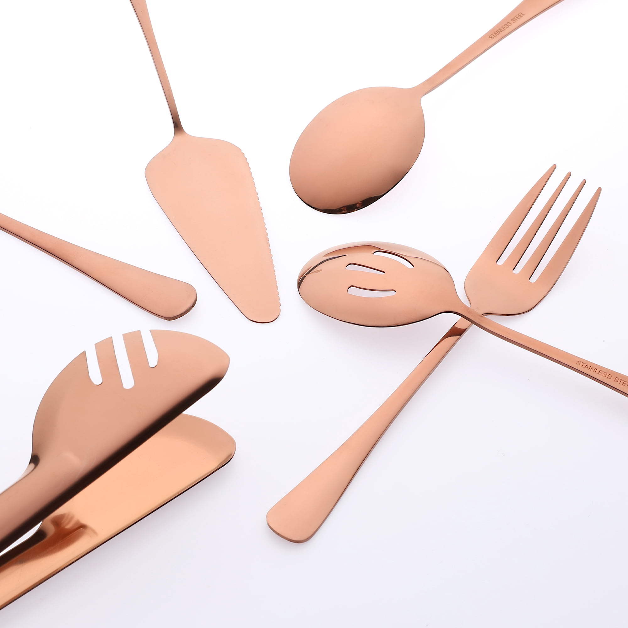 Unique Bargains 10 Piece Silverware Set Stainless Steel Flatware Rose Gold 10 Pcs