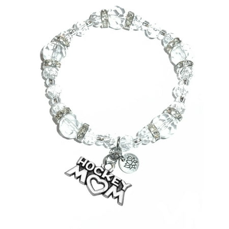 - Hidden Hollow Beads - Hockey Mom Charm Bracelet - Crystal Stretch