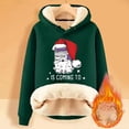 thumbnail image 2 of Haut à Capuche Chaud Imprimé de Noël pour Femmes Automne/hiver avec Fermeture Éclair Quart, T-Shirts Légers pour Femmes, Hauts Junior Mignons, Haut Rond, Mode Grande Taille pour Femmes, Blanc TTTTG, 2 of 4