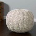 thumbnail image 6 of LR Home Medium Solid Transitional Indoor Round Pouf, Ivory, 20" x 20" x 16", 6 of 7