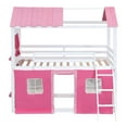 thumbnail image 4 of Harper & Bright Designs Twin Over Twin Bunk Wood House Bed with Elegant Windows Sills and Tent, Twin House Bunk Beds for Bedroom, Pink, 4 of 13