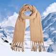 thumbnail image 2 of MIASHUI Winter Warm Comfortable Solid Color Fringe Thick Scarf, Scarf for Women, Cold Weather Scarf, Casual Scarf Khaki, 2 of 4